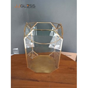 RZ- Candle Basket L 20*20*30 - Geometric glass terrarium including cactus-Indoor planter-Minimalistic-Succulent-Modern home decor-Tiffany stained glass-Gift